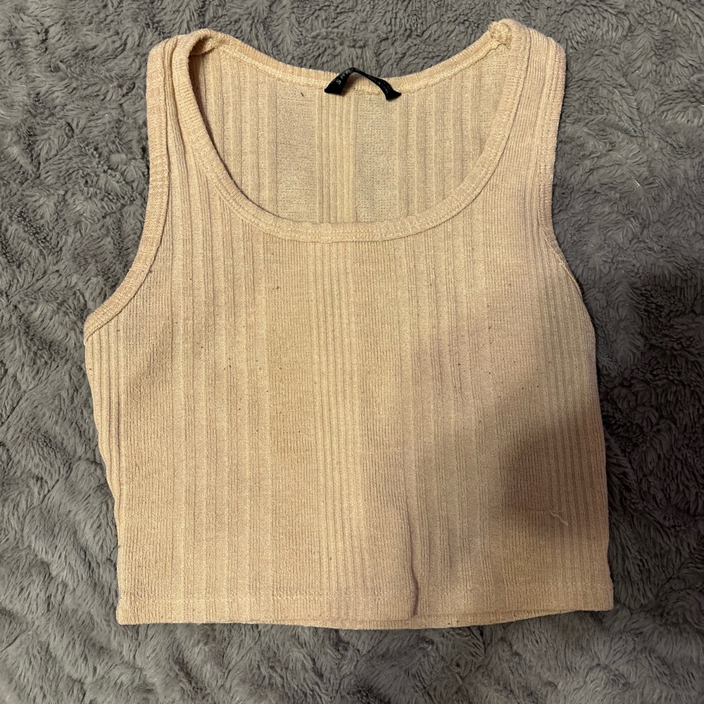 Women's Cream Ribbed Tank Top